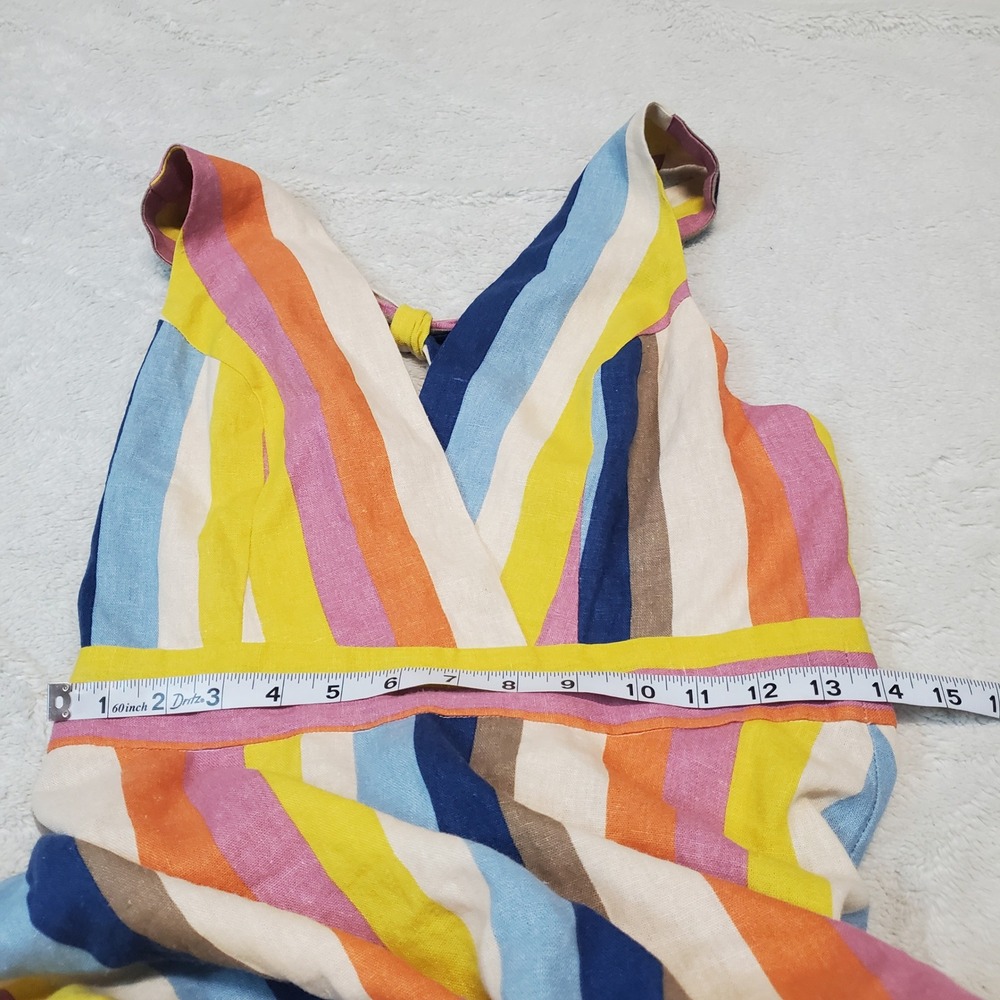 Gilli Rainbow Striped Halter Beach Sleeveless Linen Blend Maxi Dress Medium - Picture 7 of 10